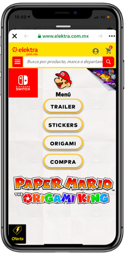 Navegacion Mobile en Marketplace Elektra de Nintendo Paper Mario
